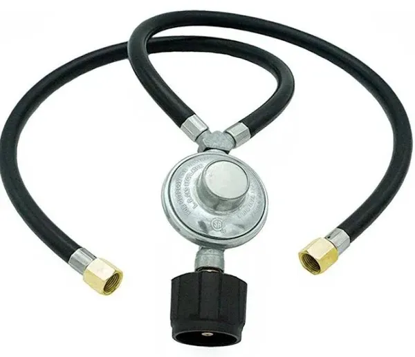 GasSaf 2 Feet Y-Splitter Low Pressure Propane Regulator Double Hose Outlet Kit with Two Hose for Type1 QCC1 Propane Tank, Most LP/LPG Gas Grill and Propane Appliance