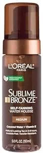 L'Oreal Paris Sublime Bronze Self Tanning Water Mousse, Streak-Free Natural Looking Tan, 5 fl. Oz