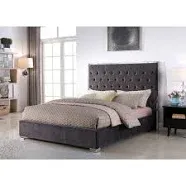 Kressa Velvet Fabric Tufted Cali King Platform Bed in Cream, King Size - Contemporary - Platform Beds - by Homesquare | Houzz