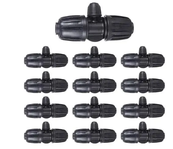 FOGWOWO Locked Barbed Tee Connectors1/2 Inch to 1/4 Inch Irrigation Tubing Fi...