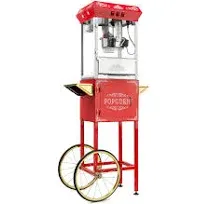 Olde Midway Vintage Style Popcorn Machine Maker Popper with Cart and 6-Ounce Kettle - Black