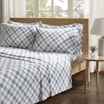 Comfort Spaces Plaid 100% Cotton Flannel Printed Sheet Set, King, Blue