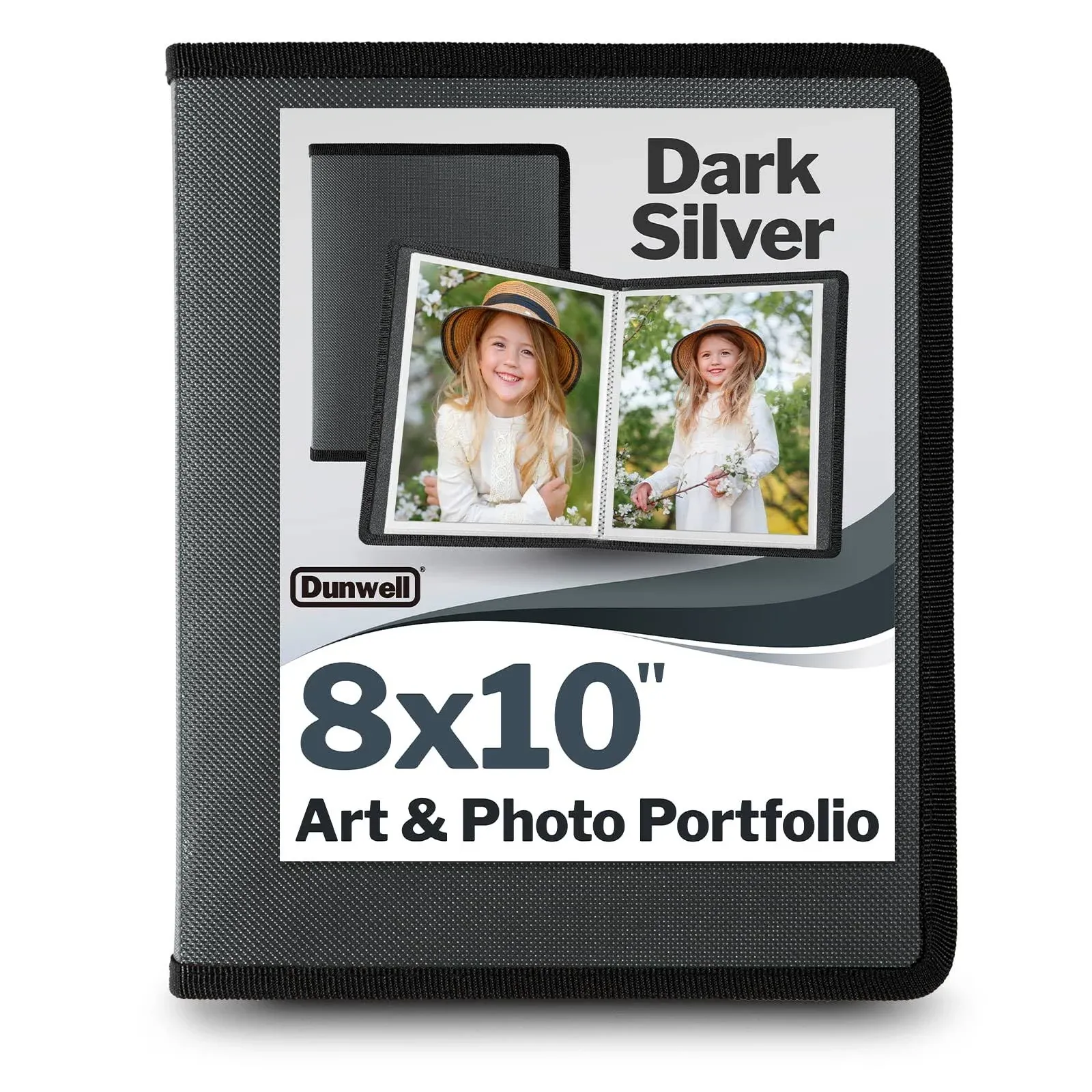 Dunwell 8x10 Photo Album Book - Silver Art Portfolio Binder for 8 x 10 Picture