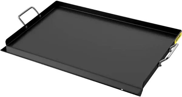 VEVOR Carbon Steel Griddle, 16" x 24" Griddle Flat Top Plate, Griddle for BBQ Charcoal/Gas Gril with 2 Handles, Rectangular Flat Top Grill with Extra