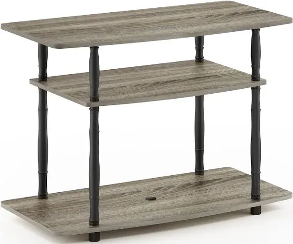 Furinno Turn-N-Tube No Tools 3-Tier Entertainment Center TV Stand for TV up to 32 Inch, Plastic Classic Tubes, French Oak Grey/Black