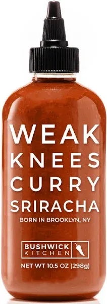 Weak Knees Curry Sriracha Hot Sauce | 10.5 Ounce Easy Squeeze Bottle | Classi...