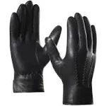 Harssidanzar Leather Gloves for Men,Winter Sheepskin Driving Gloves Cashmere Lined