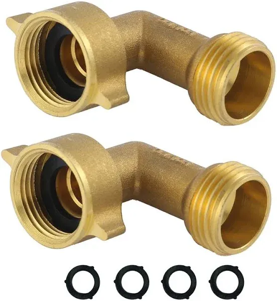 Effortless 90-Degree Brass Garden Hose Elbow Connector Set - Quality Guaranteed