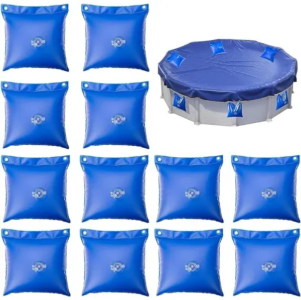 12 Pack Swimming Pool Cover Hanging Bag - 0.4 mm PVC Pool Cover Weights - Heavy-Duty Winter Water Tube for Above Ground Winter Pool Cover，11.5″L×11.5″W