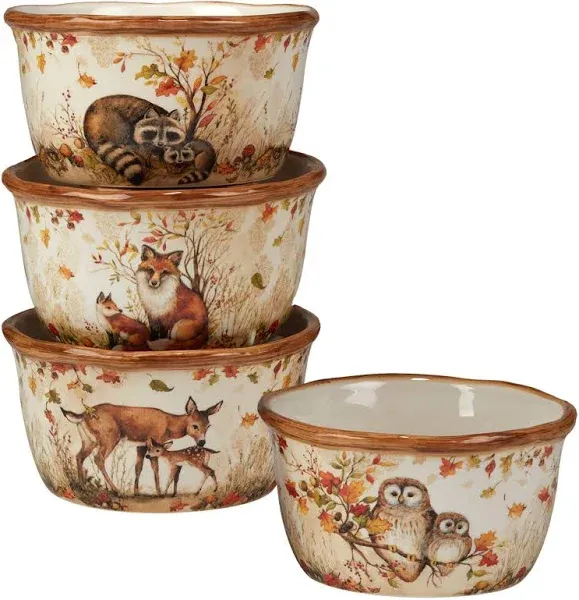 Certified International Pine Forest 22 oz. Ice Cream/Dessert Bowls, Set of 4, MULTI COLOR