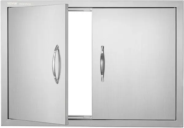 30"x21"H BBQ Access Door Stainless Steel Double Door with Handles for BBQ Island