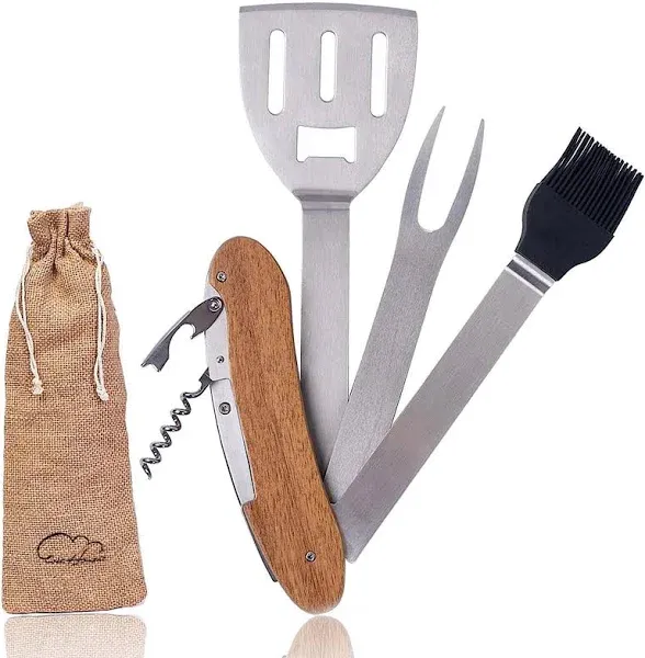 5 in 1 BBQ Multi Tool, Foldable & Portable Grill Tools Set for BBQ Grilling a...