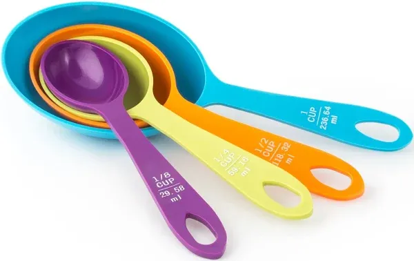 Fox Run Measuring Cup Set, 1/8 Cup to 1 Cup, Set of 4, Multicolored