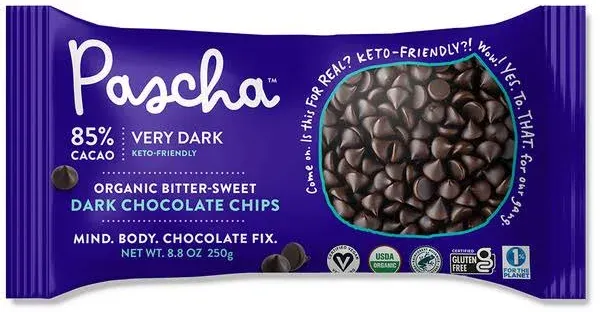 Pascha Organic 85% Cacao Bitter-Sweet Dark Chocolate Chips (8.8 oz)