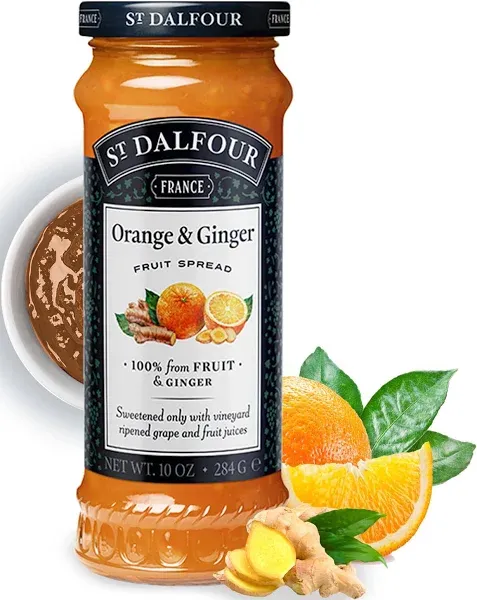 St Dalfour Ginger & Orange Marmalade French Fruit Spread (10 oz) - 100% from Fruit - No Synthetic Nitrates or Nitrites - No Cane Sugar Added - Naturally Sweetened