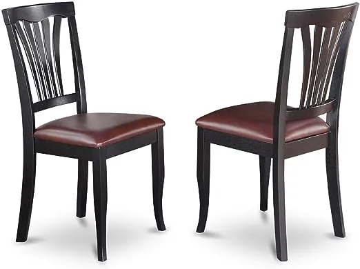 Avon  Chair  for  dining  room  With  Faux  Leather  Seat  -  Black    Finish,  Set  of  2