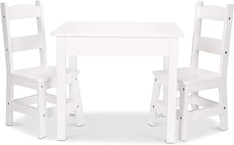 Melissa & Doug - Wooden Table & Chairs - White