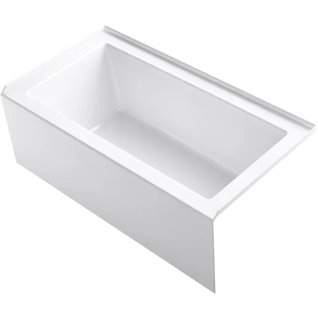 KOHLER K-1957-RA-0 Underscore Rectangle 60-Inch x 32-Inch Alcove Bath, Integral Flange and Right-Hand Drain, White