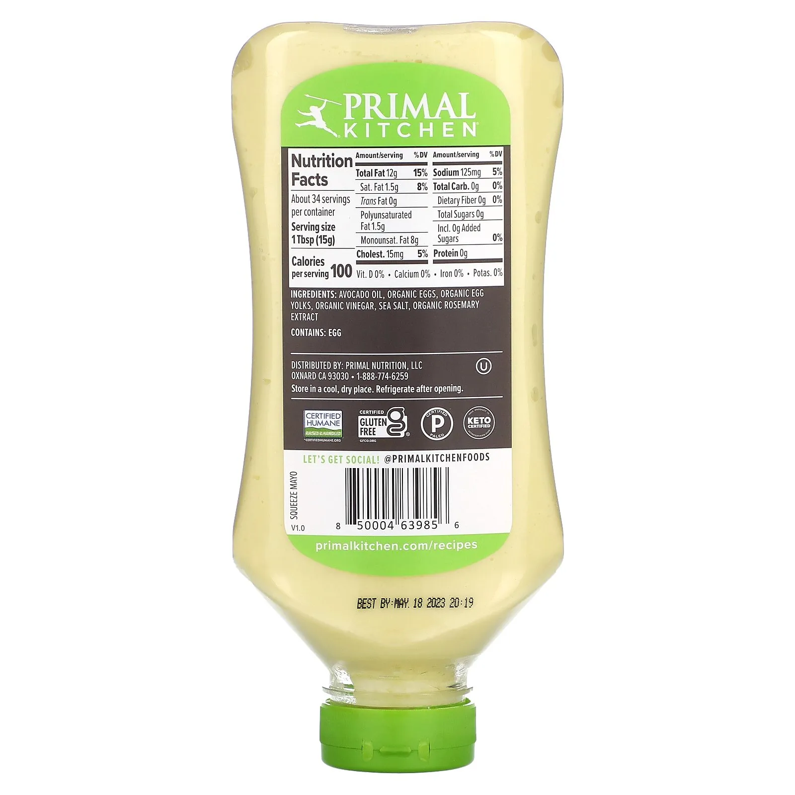 Primal Kitchen Real Mayo, with Avocado Oil - 17 fl oz