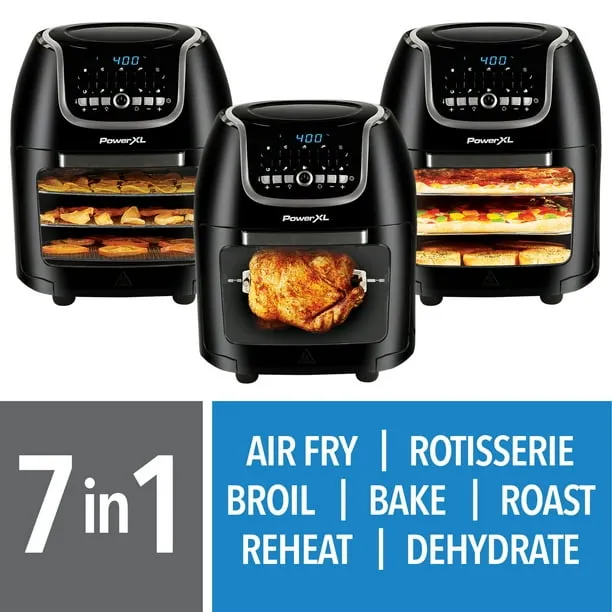 PowerXL Vortex Air Fryer, Vortex Rapid Air Technology, SmartSync, Broil, Bake, Roast, Reheat, Dehydrate (10 QT Single Basket)