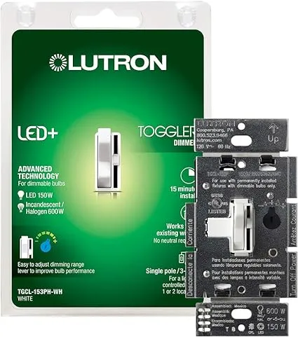 Lutron Toggler LED+ Dimmer Switch 150-Watt Single-Pole/3-Way White (2 Pack)