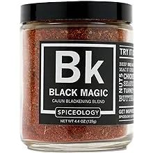 Spiceology - Black Magic - Cajun Blackening Spice Blend - Spicy Creole Dry Rub and Seasoning - Use On: Beef, Chicken, Mac N' Cheese, Turkey, Butter, Seafood or Nuts - 4.4 oz