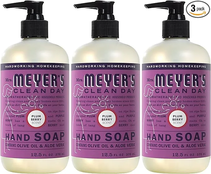 Mrs. Meyer's Hand Soap, Made with Essential Oils, Biodegradable Formula, Plum Berry, 12.5 fl. oz - Pack of 3