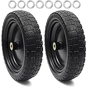 (4-Pack) 13" Tire for Gorilla Cart - Solid Polyurethane Flat-Free Tire and Wheel Assemblies - 3.15” Wide Tires with 5/8 Axle Borehole and 2.17” Offset Hub