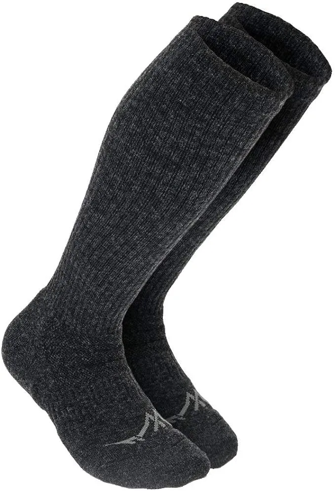 Wanderlust Knee-High Merino Wool Compression Socks For Men and Women Charcoal