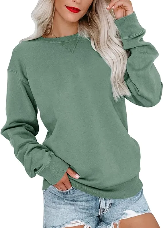 Bingerlily Womens Casual Long Sleeve Sweatshirt Crew Neck Cute Pullover Relaxed Fit Tops