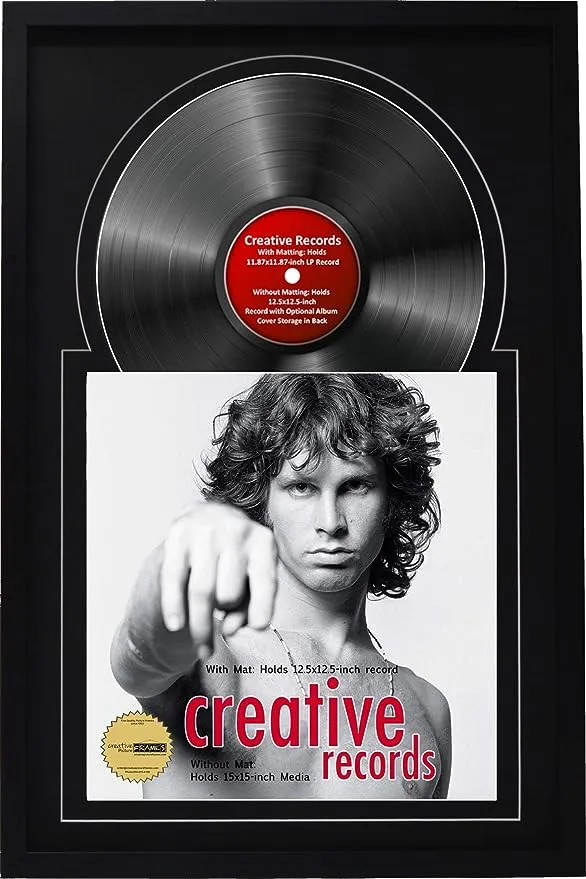 Creative Picture Frames 16" x 24" Jukebox Record Frame and Double Black-Black Matting Displays Album Cover with 33 Vinyl LP