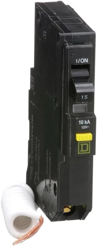 Square D QO115GFICP Ground Fault Interrupter Circuit Breaker, 15amp