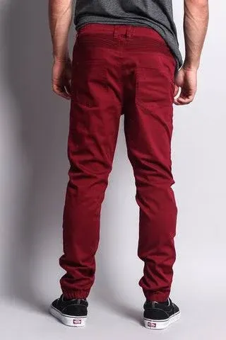 Zipper Knee Biker Twill Jogger Pants