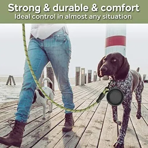 Cooyoo 2 Pack Dog Leash 6 FT Heavy Duty - Comfortable Padded Handle - Reflective Dog Leash for Medium Large Dogs with Collapsible Pet Bowl