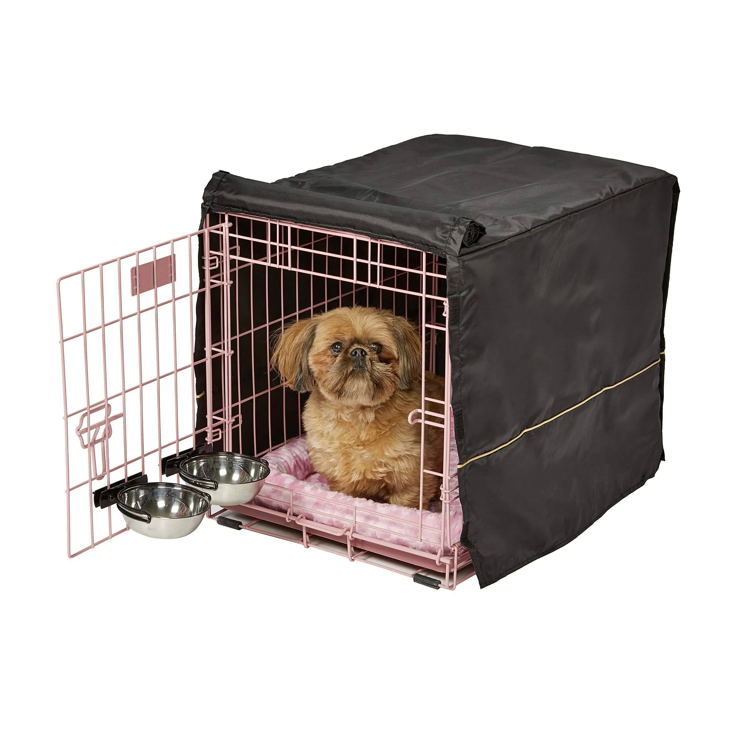 MidWest iCrate Starter Kit - 24-Inch Crate Ideal for Small Dogs, Includes Crate, Bed, Bowls & Cover (Blue)