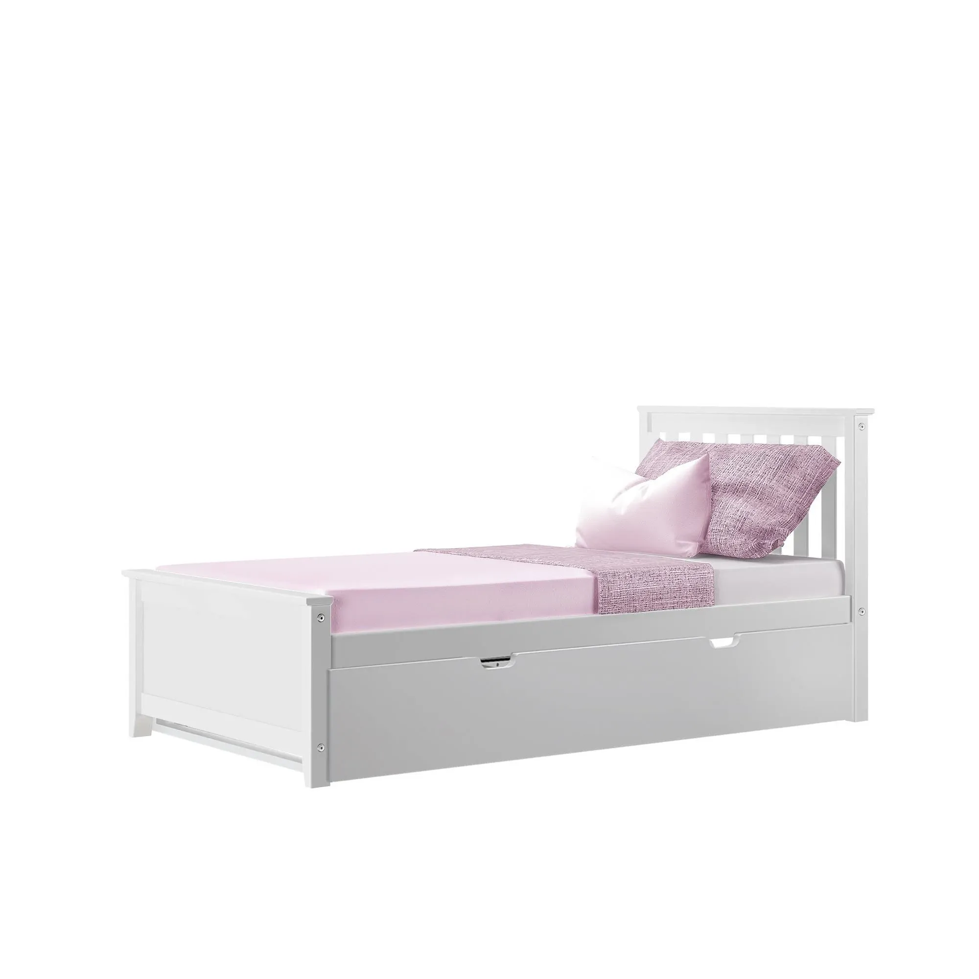 Max & Lily Twin Bed, Wood Bed Frame with Headboard For Kids with Trundle, Slatted, Espresso