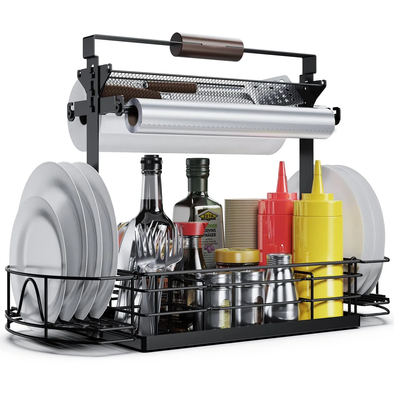 Grill Caddy BBQ Caddy with Paper Towel Holder Kitchen Organization Outdoor Ca...