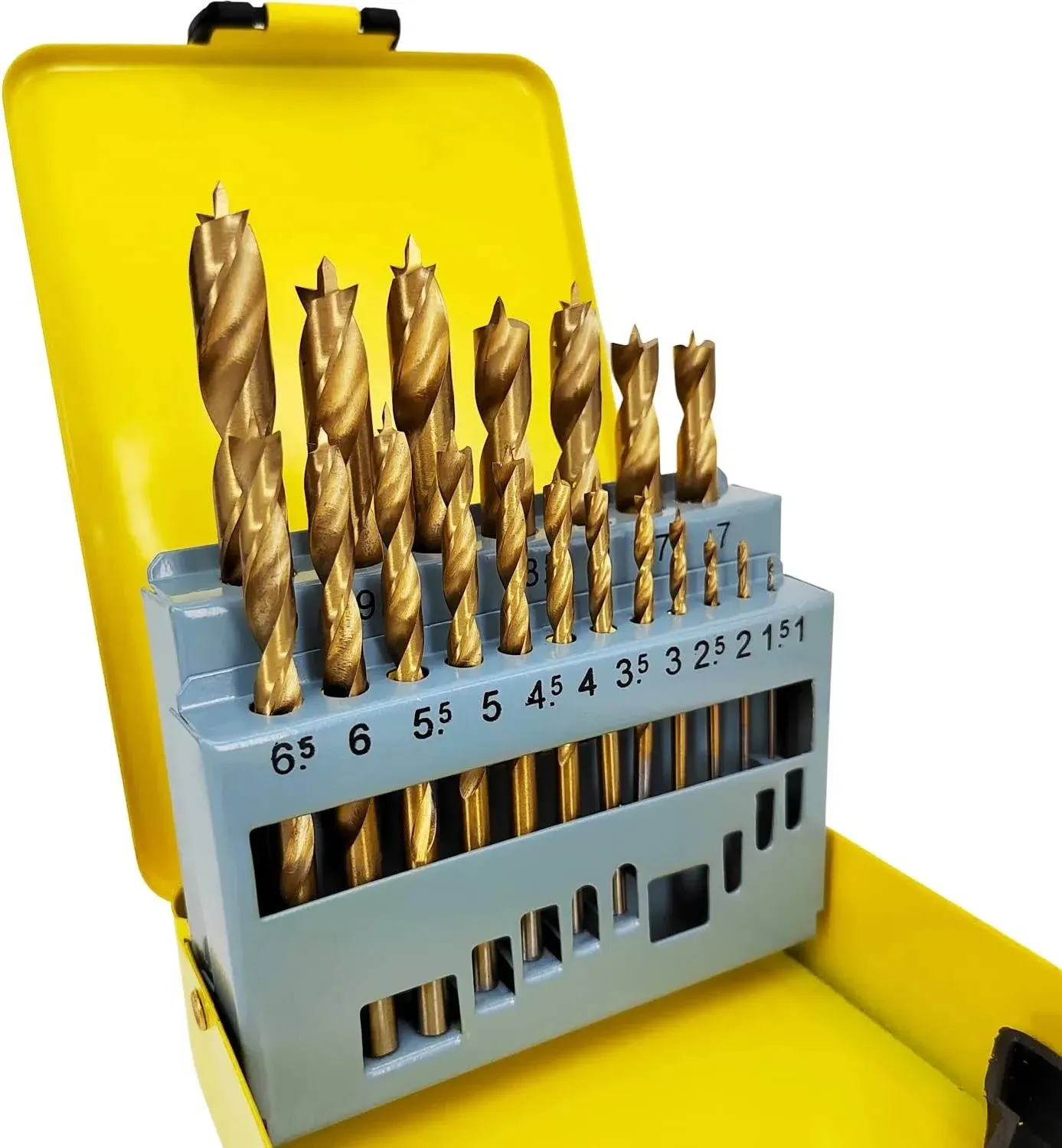 Hymnorq 19pc 1-10mm Metric HSS Brad Point Twist Drill Bits Set for Wood