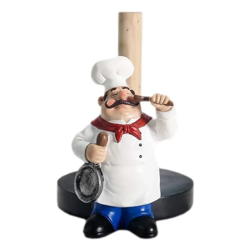 Chef Style Paper Towel Holder Resin Crafts Display For Kitchen Cafe Western Rest