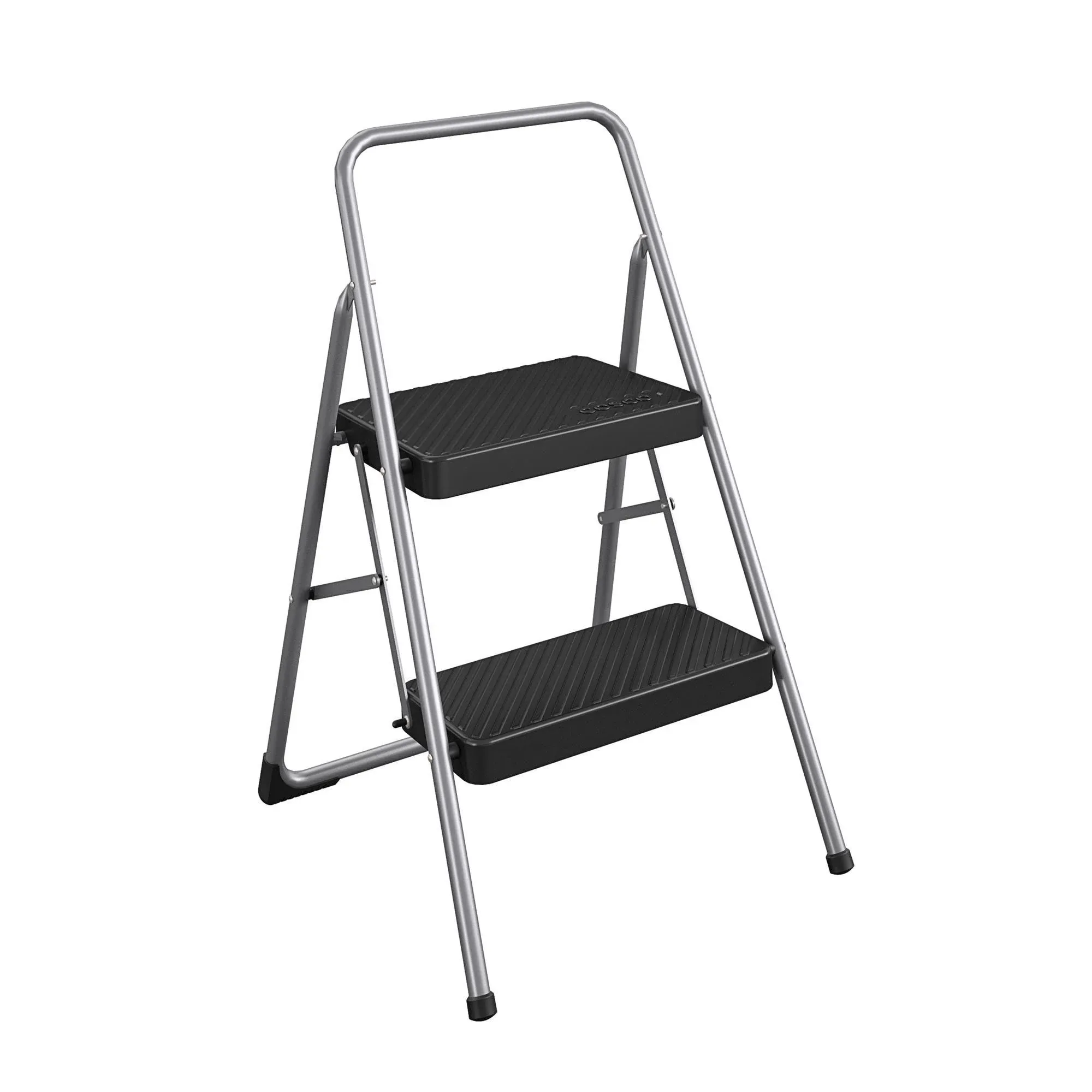 COSCO Two-Step Household Folding Step Stool, All Black, 7ft 11in Reach Height