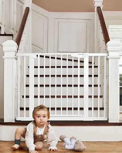  29.7-54.2" Wide Baby Gate for Stairs, Mom's Choice 29.7-54.2"W x 30.5"H Black