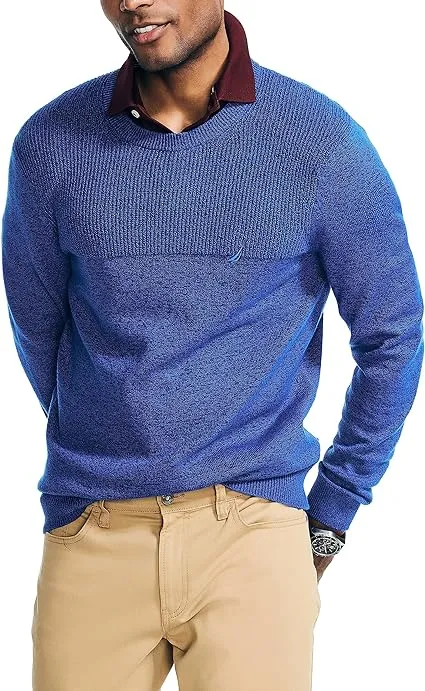 Nautica Men's Sustainably Crafted Textured Crewneck Sweater