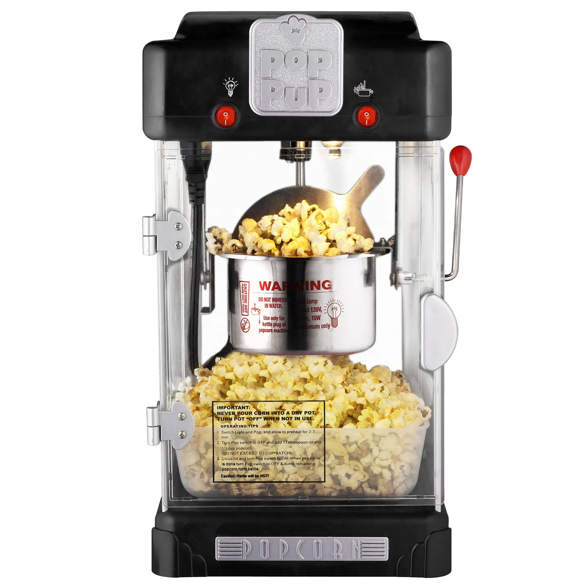 Pop Pup Countertop Popcorn Machine – 2.5oz Kettle with Measuring Spoon, Scoop, and 25 Serving Bags by Great Northern Popcorn (Blue) (83-DT6123)