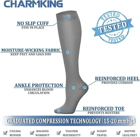 Compression Socks for Women & Men Circulation (3 Pairs) 15-20 Mmhg Is Best✔✅