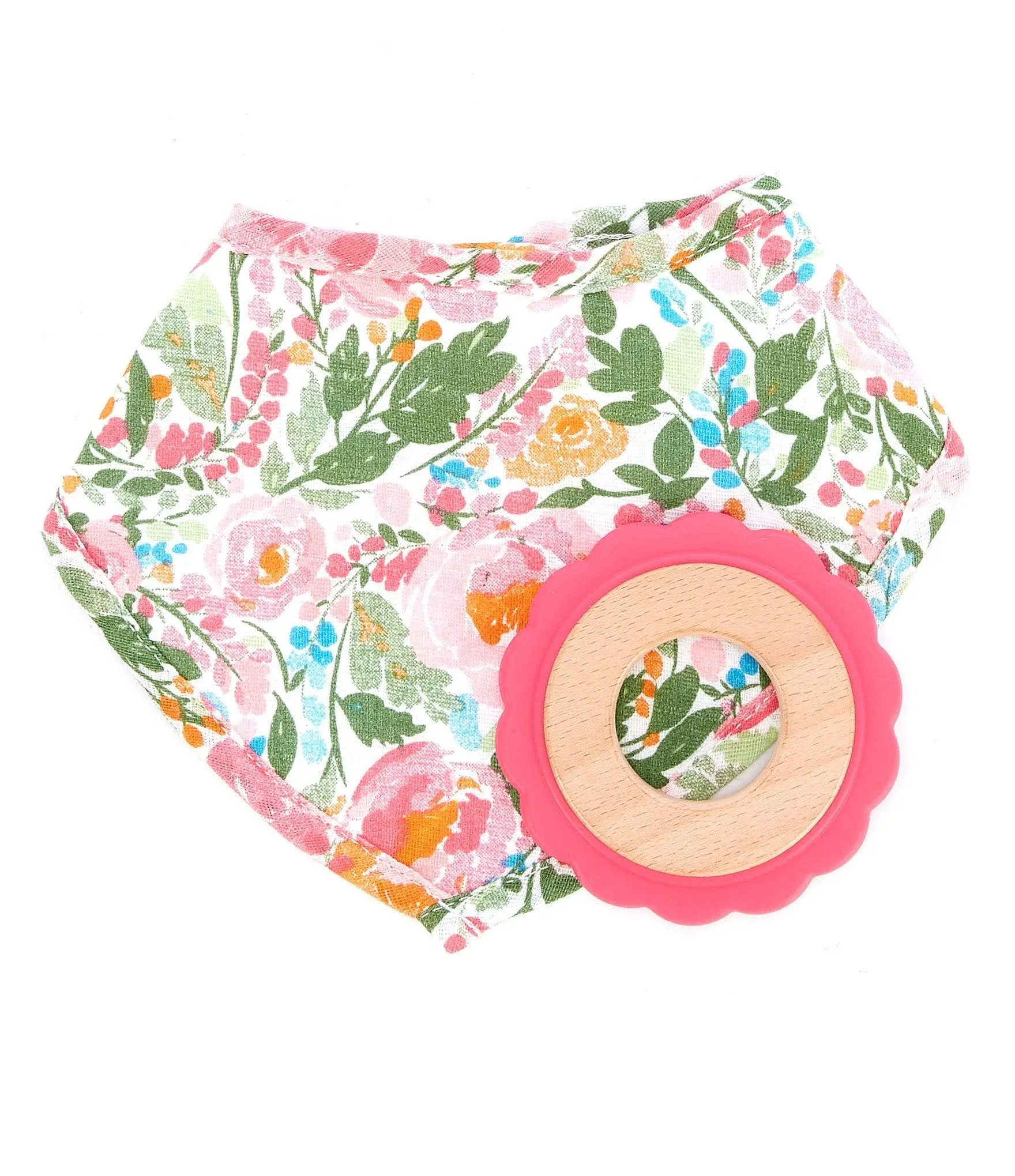 Mud Pie Floral Bib and Teether Set