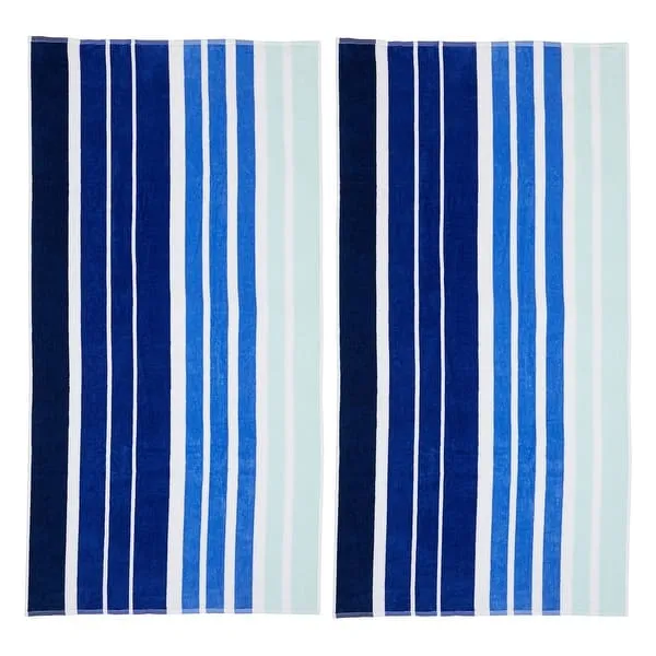 Market & Place 2 Piece Printed Cotton Velour Beach Towel Set - Bed Bath & Beyond - 37639600