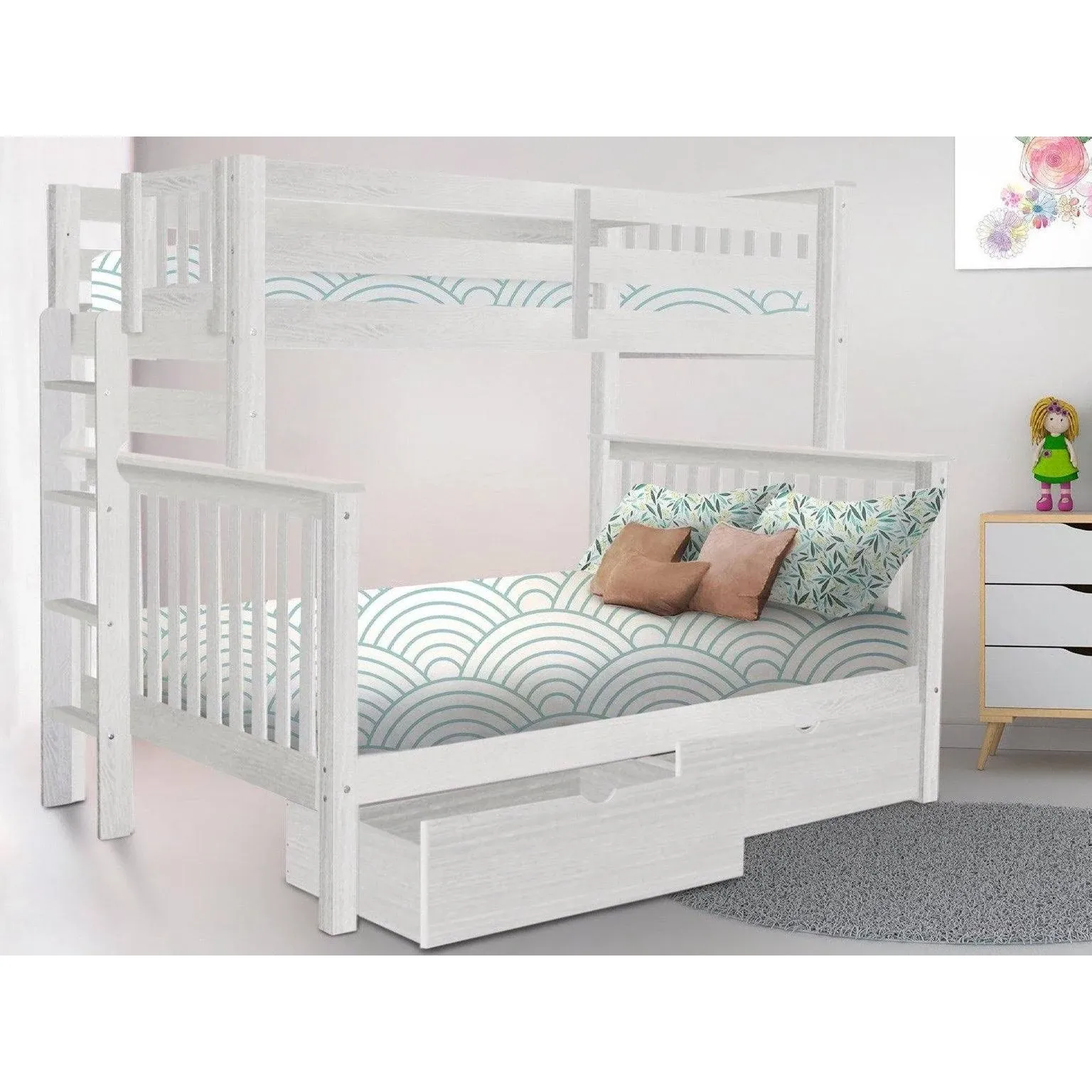 Bunk Bed, Twin over Full, White