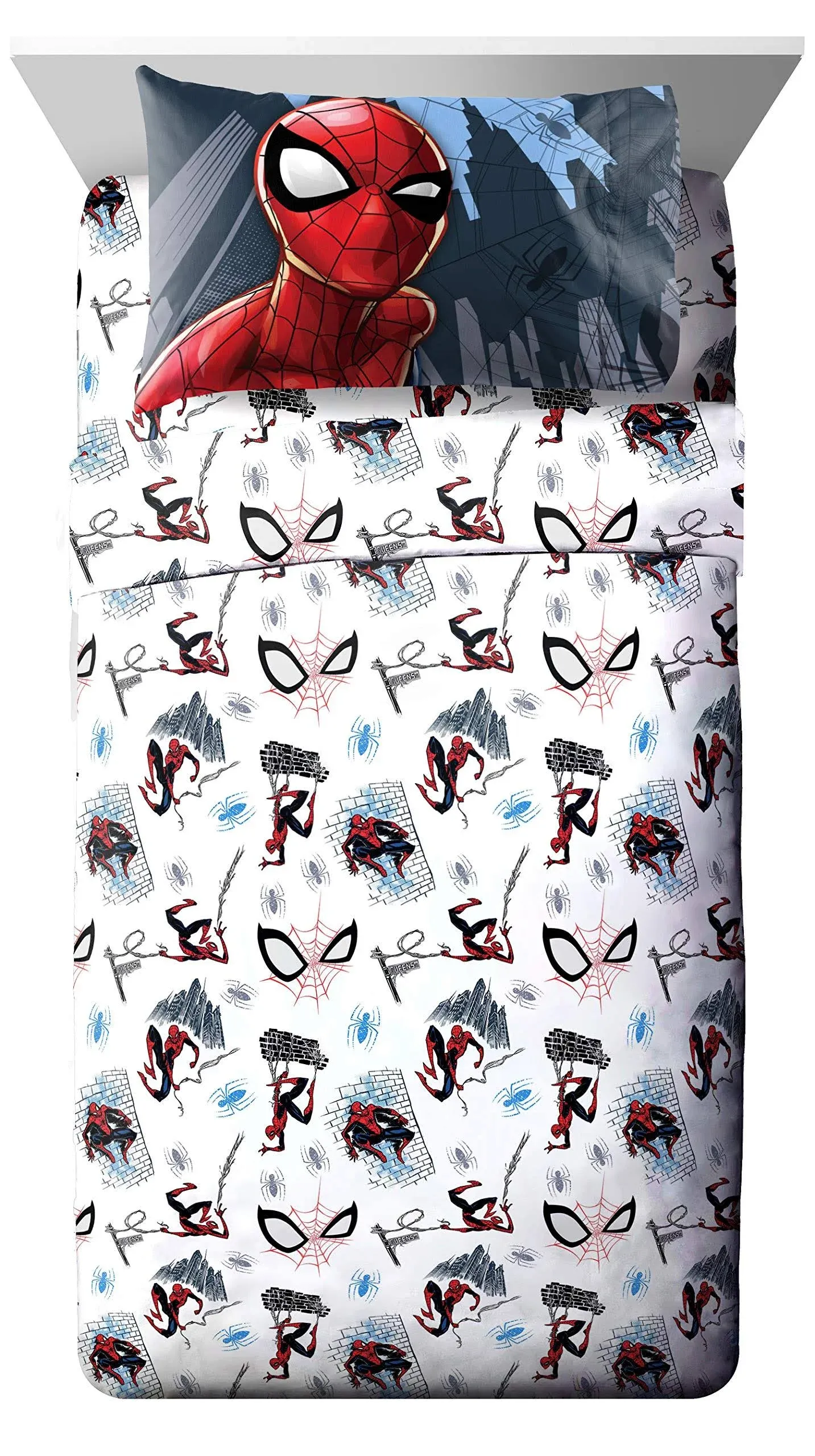 Jay Franco Marvel Spiderman Crawl Full Sheet Set - 4 Piece Set Super Soft and ...