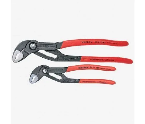 KNIPEX Tools - 2 Piece Cobra Pliers Set (87 01 180 & 87 01 250), Red