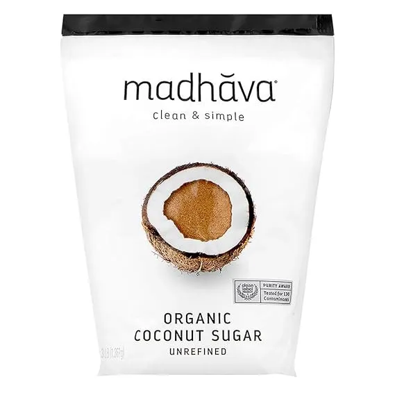 Madhava Organic Unrefined Coconut Sugar, 3 lbs Bag